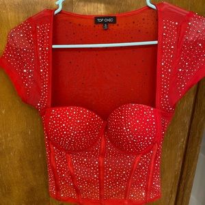 Red rhinestone top
